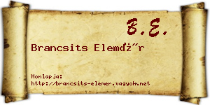 Brancsits Elemér névjegykártya